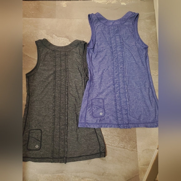 lululemon athletica Tops - Bundle Of 2 Lululemon "Dash Tank II" Top. Heathered Black/Grey, Blue. Ruffled. 6